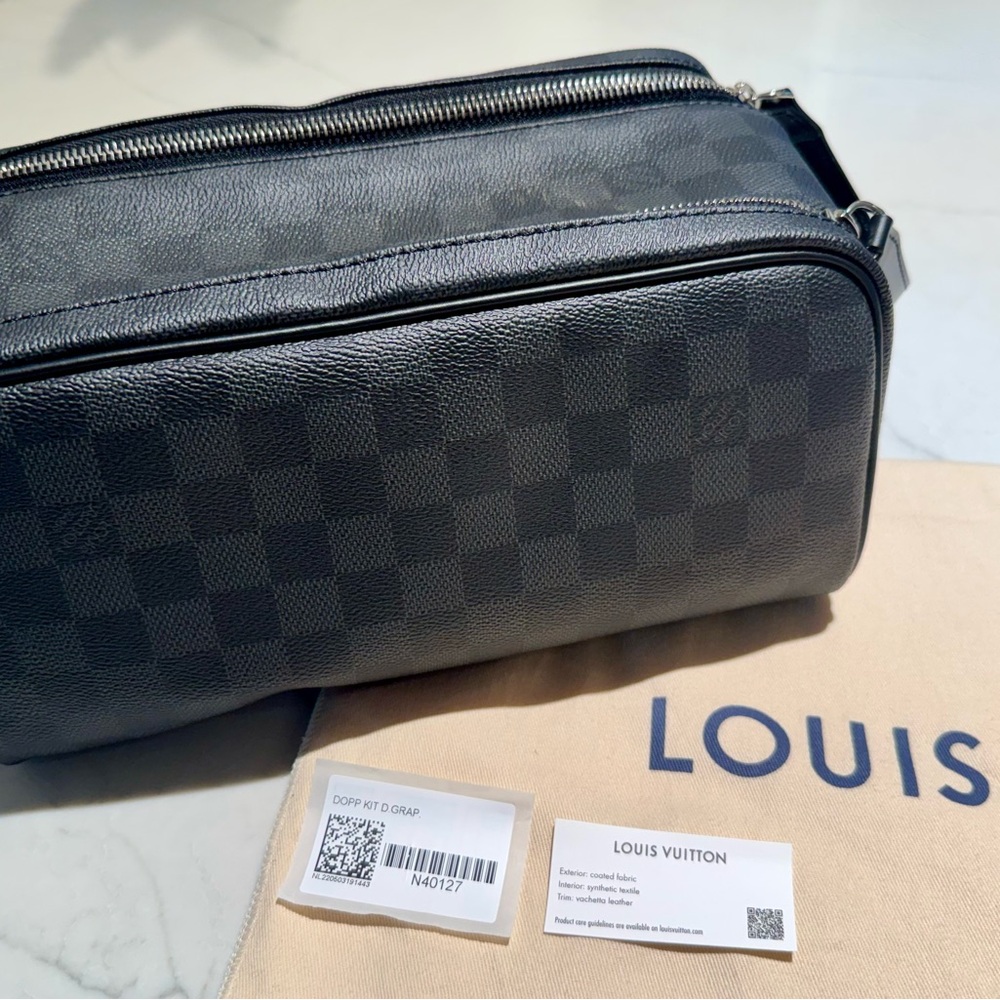 Louis Vuitton Dark Gray Checkered Toiletry Bag